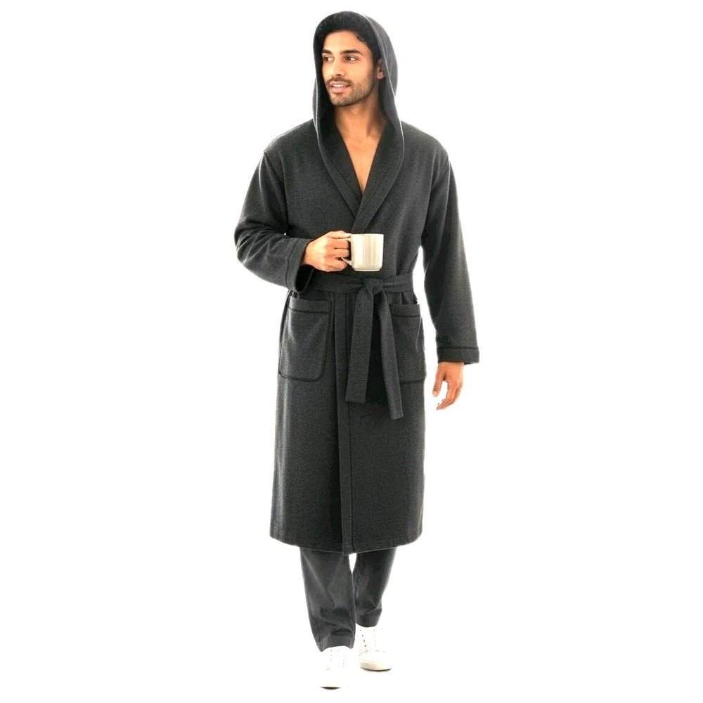 Rhone Hooded Belted Wrap Robe Mens Size S/M Black Heather Midweight NEW NWT $168 - Picture 10 of 10